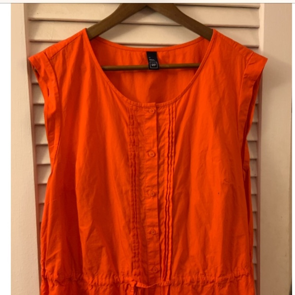 Gap Cotton Button-Down Dress in Orange